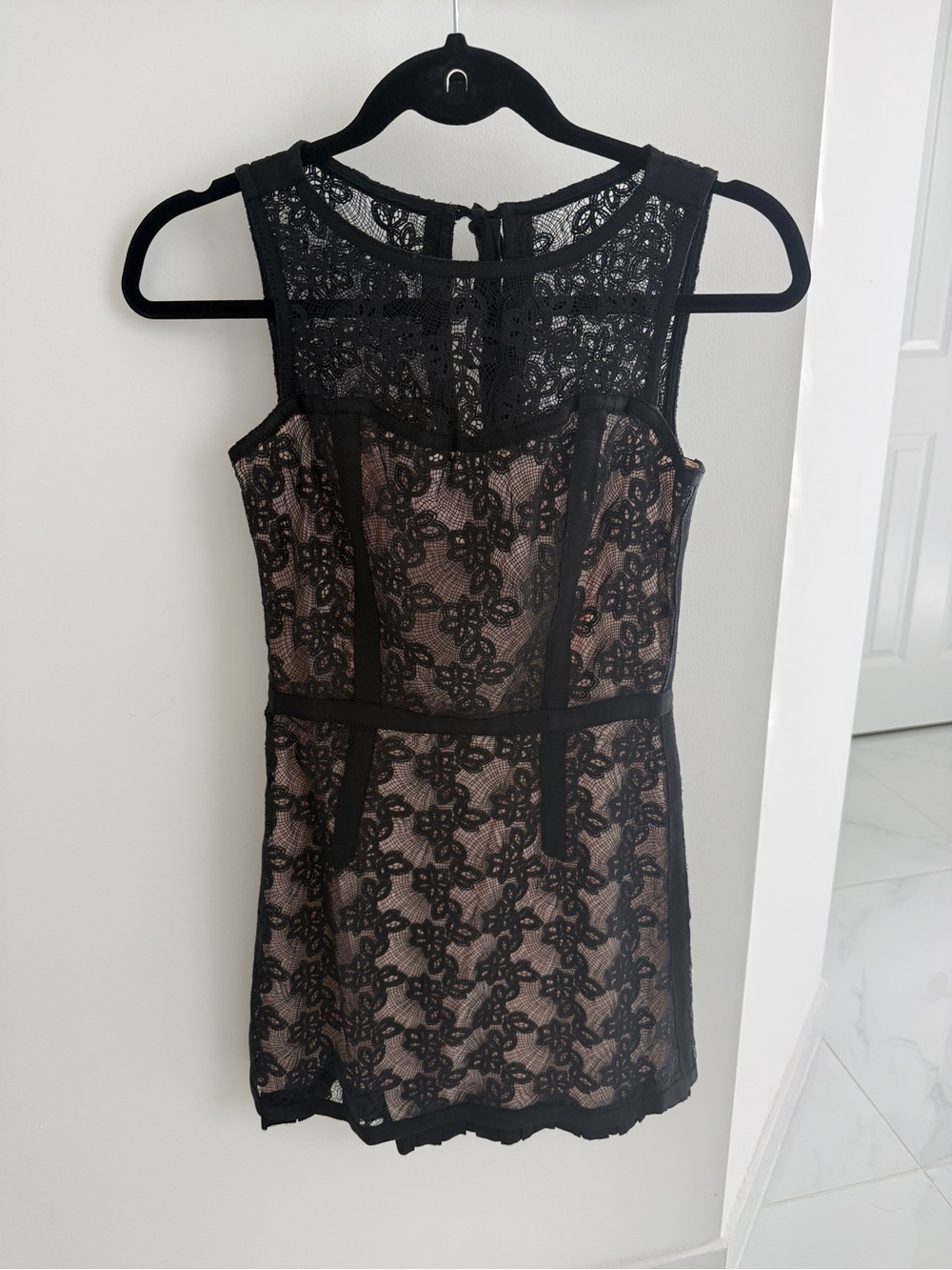Marc By Marc Jacobs Black Lace Mini Dress with Nude Underlay